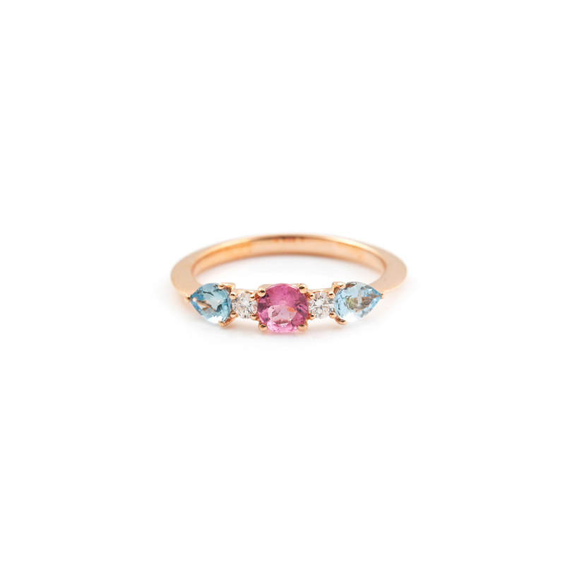 Roxa ring - AL11-PINKTOURMALINE-AQUAMARINE - 1